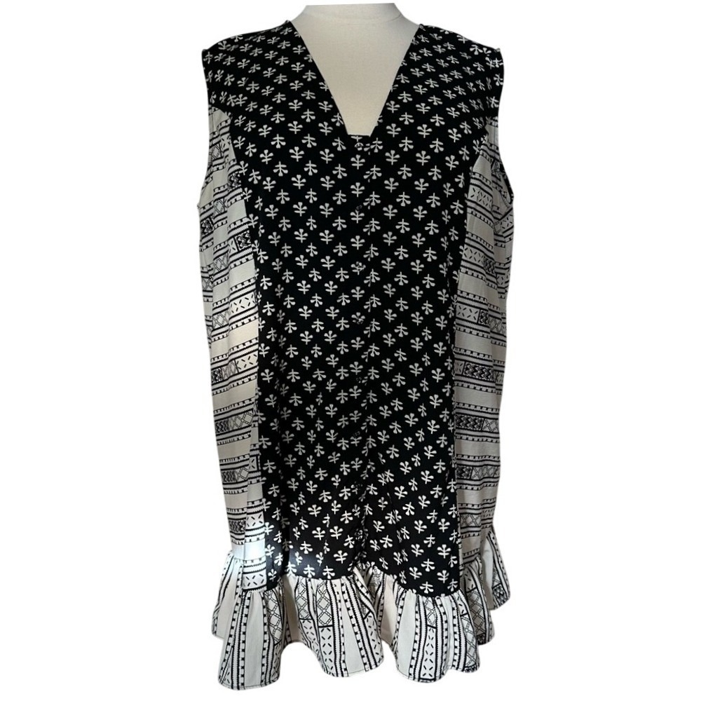 ASOS BLACK & WHITE PRINTED OVERSIZED TANK TOP